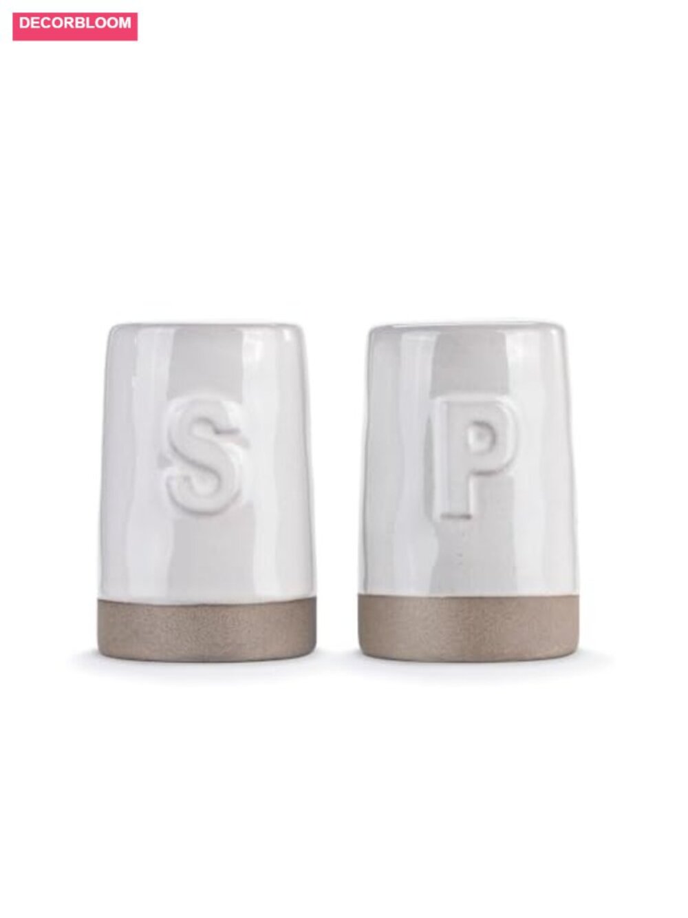 Stoneware Salt & Pepper Shaker Set Labeled Rectangular Handcrafted